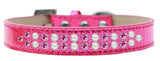 Two Row Pearl And Pink Crystal   Ice Cream Dog Collar