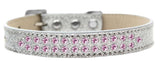 Two Row Light Pink Crystal   Ice Cream Dog Collar