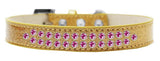 Two Row Bright Pink Crystal   Ice Cream Dog Collar