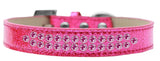 Two Row Bright Pink Crystal   Ice Cream Dog Collar