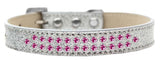 Two Row Bright Pink Crystal   Ice Cream Dog Collar