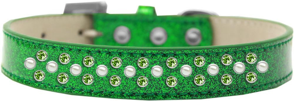 Sprinkles Ice Cream Dog Collar Pearl And Lime Green Crystals