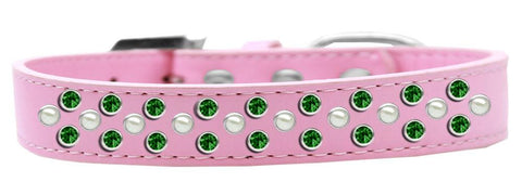 Sprinkles Dog Collar Pearl And Emerald Green Crystals