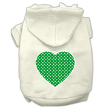 Green Swiss Dot Heart Screen Print Pet Hoodies