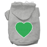 Green Swiss Dot Heart Screen Print Pet Hoodies