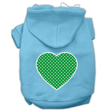 Green Swiss Dot Heart Screen Print Pet Hoodies