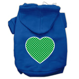 Green Swiss Dot Heart Screen Print Pet Hoodies