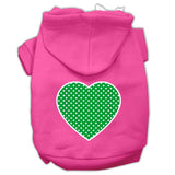 Green Swiss Dot Heart Screen Print Pet Hoodies