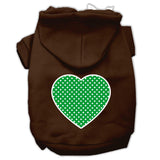 Green Swiss Dot Heart Screen Print Pet Hoodies