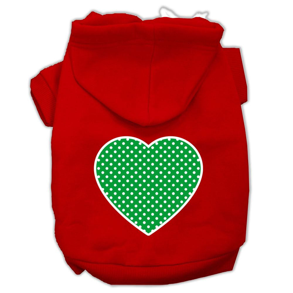 Green Swiss Dot Heart Screen Print Pet Hoodies