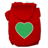 Green Swiss Dot Heart Screen Print Pet Hoodies