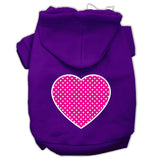 Pink Swiss Dot Heart Screen Print Pet Hoodies