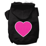 Pink Swiss Dot Heart Screen Print Pet Hoodies