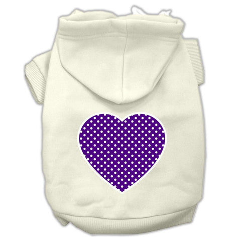 Purple Swiss Dot Heart Screen Print Pet Hoodies