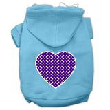 Purple Swiss Dot Heart Screen Print Pet Hoodies