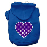 Purple Swiss Dot Heart Screen Print Pet Hoodies