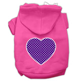 Purple Swiss Dot Heart Screen Print Pet Hoodies