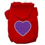 Purple Swiss Dot Heart Screen Print Pet Hoodies