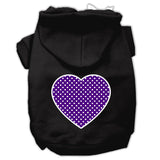 Purple Swiss Dot Heart Screen Print Pet Hoodies