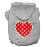 Red Swiss Dot Heart Screen Print Pet Hoodies