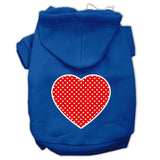 Red Swiss Dot Heart Screen Print Pet Hoodies