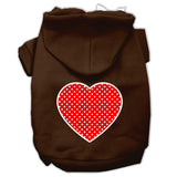 Red Swiss Dot Heart Screen Print Pet Hoodies