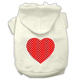 Red Swiss Dot Heart Screen Print Pet Hoodies