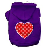 Red Swiss Dot Heart Screen Print Pet Hoodies