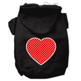 Red Swiss Dot Heart Screen Print Pet Hoodies