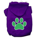 Green Swiss Dot Paw Screen Print Pet Hoodies