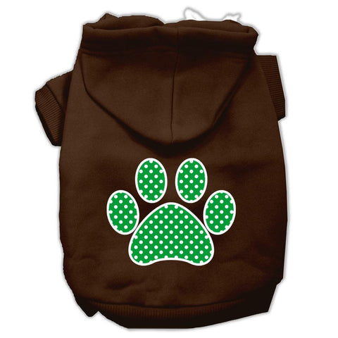 Green Swiss Dot Paw Screen Print Pet Hoodies