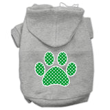 Green Swiss Dot Paw Screen Print Pet Hoodies