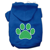 Green Swiss Dot Paw Screen Print Pet Hoodies