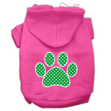 Green Swiss Dot Paw Screen Print Pet Hoodies