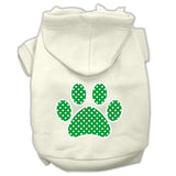 Green Swiss Dot Paw Screen Print Pet Hoodies