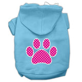 Pink Swiss Dot Paw Screen Print Pet Hoodies