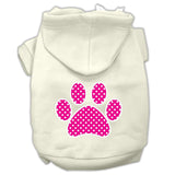 Pink Swiss Dot Paw Screen Print Pet Hoodies