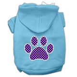 Purple Swiss Dot Paw Screen Print Pet Hoodies