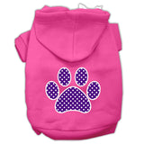 Purple Swiss Dot Paw Screen Print Pet Hoodies