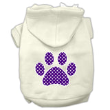 Purple Swiss Dot Paw Screen Print Pet Hoodies