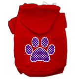 Purple Swiss Dot Paw Screen Print Pet Hoodies