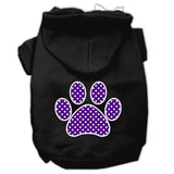 Purple Swiss Dot Paw Screen Print Pet Hoodies