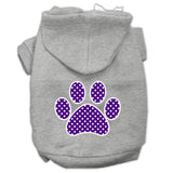 Purple Swiss Dot Paw Screen Print Pet Hoodies