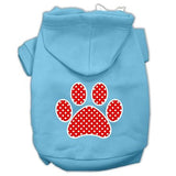 Red Swiss Dot Paw Screen Print Pet Hoodies