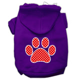 Red Swiss Dot Paw Screen Print Pet Hoodies