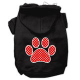 Red Swiss Dot Paw Screen Print Pet Hoodies