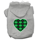 Argyle Heart Green Screen Print Pet Hoodies