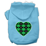 Argyle Heart Green Screen Print Pet Hoodies