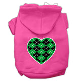 Argyle Heart Green Screen Print Pet Hoodies