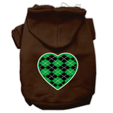 Argyle Heart Green Screen Print Pet Hoodies